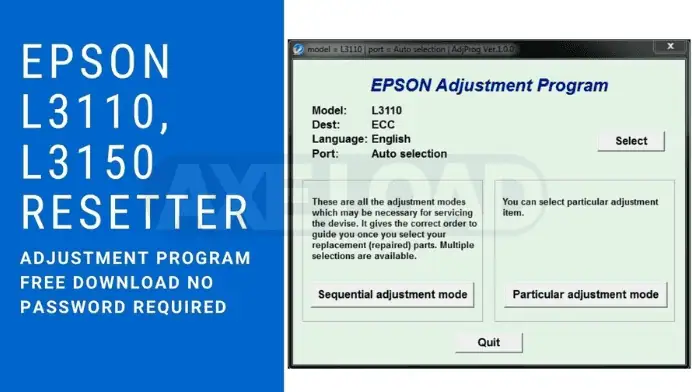 Epson Adjustment Program L3110​ โปรแกรมเคลียร์ซับหมึก